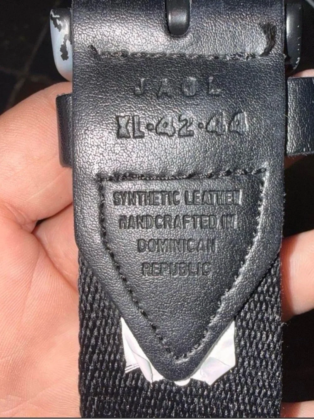 GUESS Black Webbing Belt with White Logo Trim